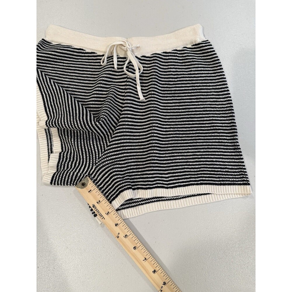 Striped Knit Shorts Womens Medium Drawstring Elastic Summer Travel Vacation - Picture 6 of 7